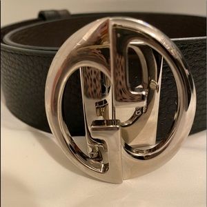 Authentic Gucci NWT GG Dollar calf Leather reversible brown/black belt sz 85/34